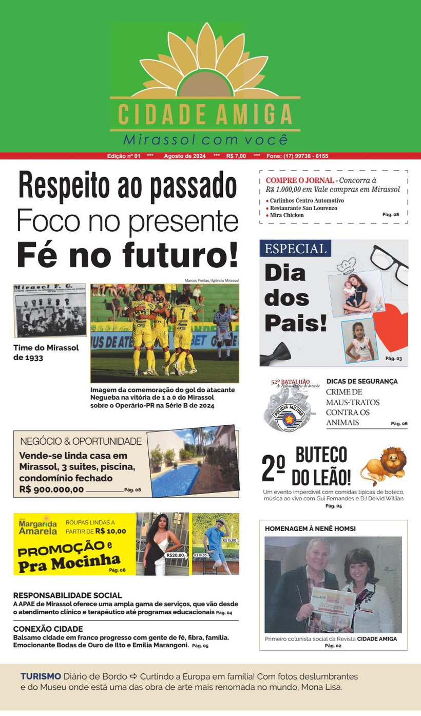 Capa do Jornal Cidade Amiga, 1ª edição, Agosto de 2024